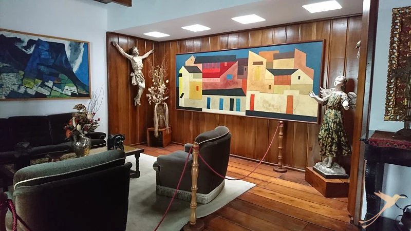 sitting area inside the residence of Guayasamin