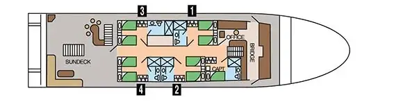 deckplan of dive yacht Galapagos Sky - dolphin deck