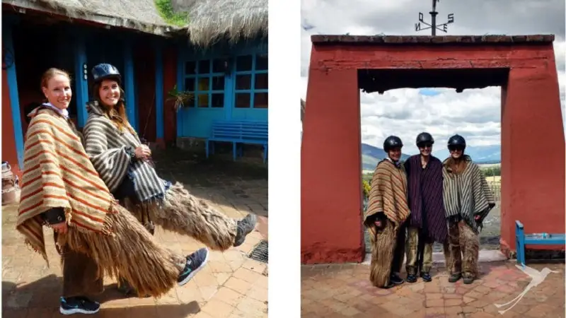 On a horseback riding tour in the Andes you wear traditional clothes