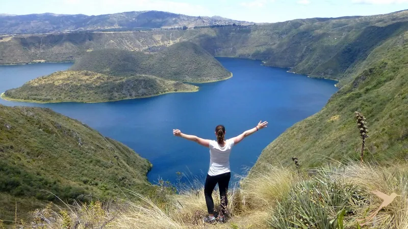 enjoying views over the Cuicocha crater lake