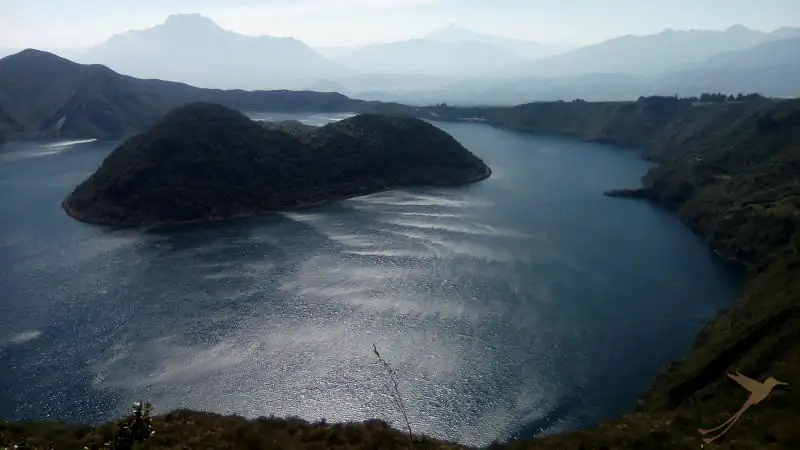 The Cuicocha crater lake is up to 150 m deep.