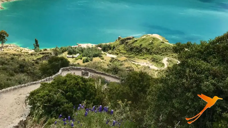 Camino de descenso desde el borde hasta la laguna de Quilotoa