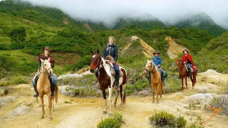 horseback riding in the Pululahua crater