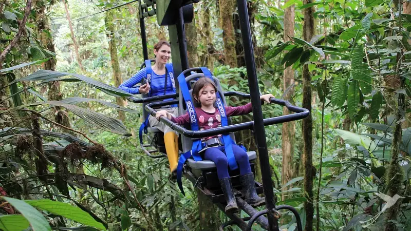 air bicycle in the cloud forest near Mashpi Lodge