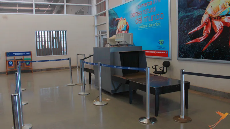 luggage control at the airport of Baltra
