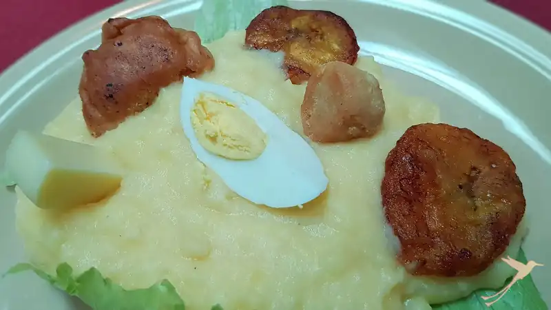 mola with egg and chicharron