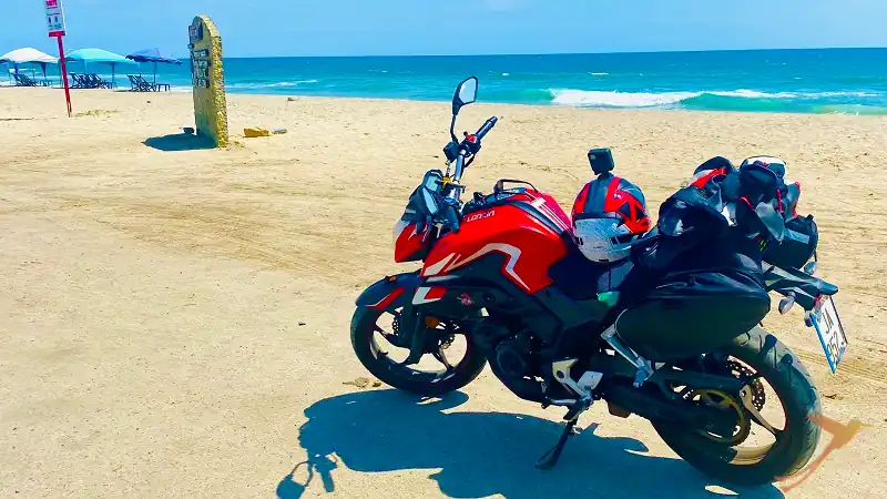 Motorbike at the beach of Salinas