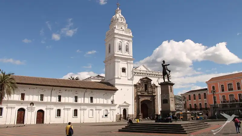 square Plaza Santo Domingo in the old town of Quito