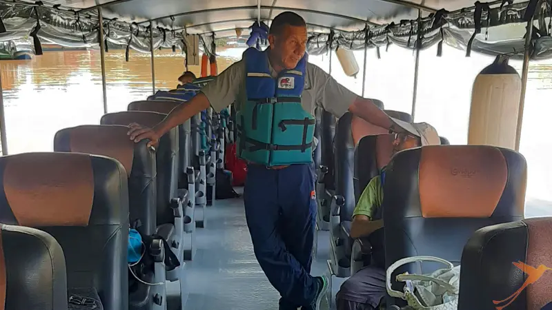 on the boat to the Napo Cultural Center