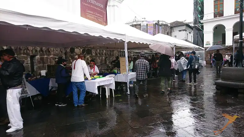 market stands in Quito during Carnival