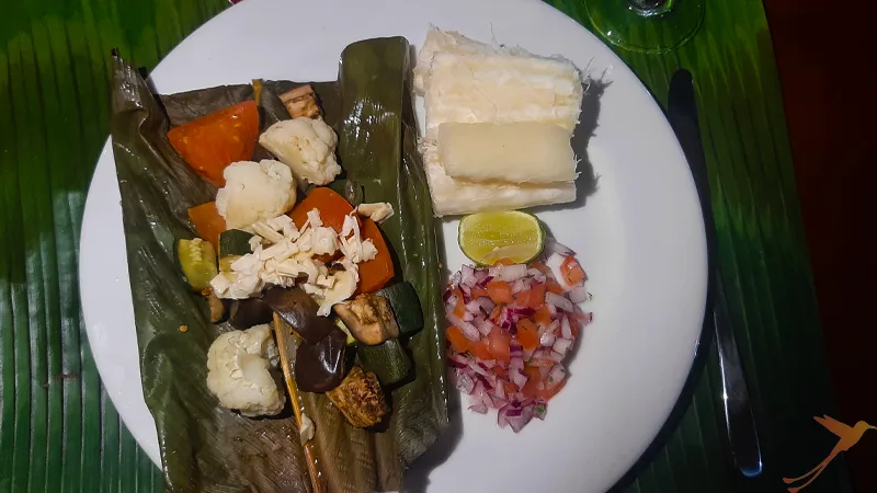 vegan dinner option at the Napo cultural Center