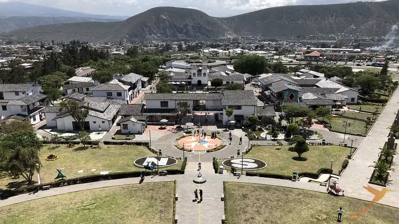 view over the middle of the world from the Mitad del mundo monument