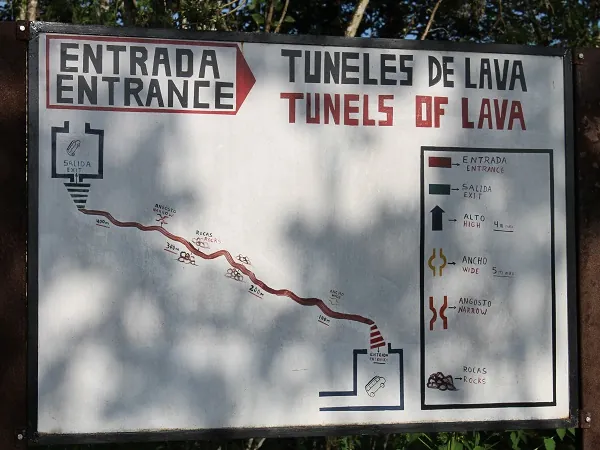 sign to the lava tunels on Santa Cruz