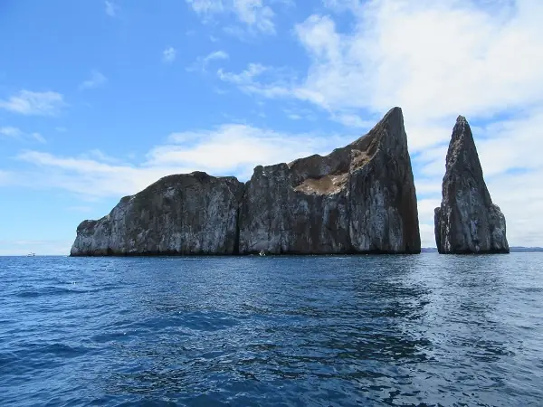 rock formation Kicker rock in the Pacific ocean near the Galapagos Island San Cristobal