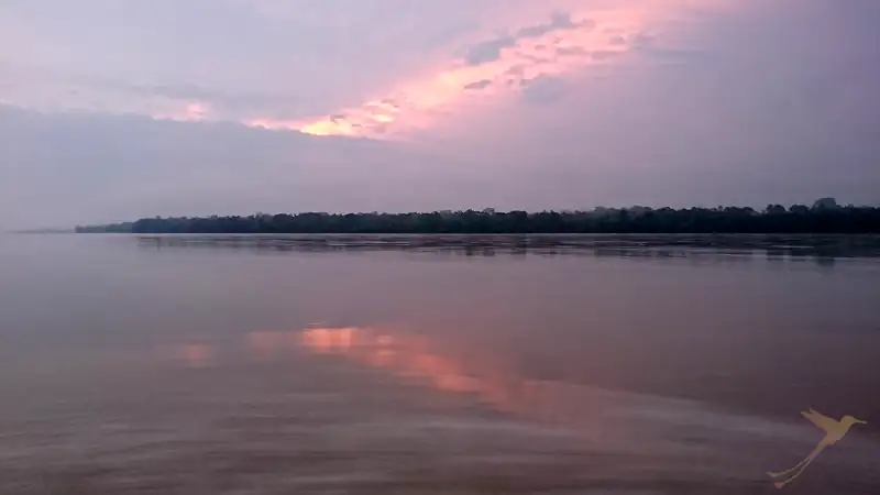 amanecer en el río Napo