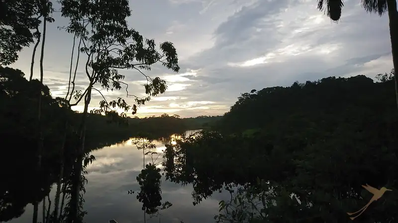 sunset over the lagoon at Sani Lodge