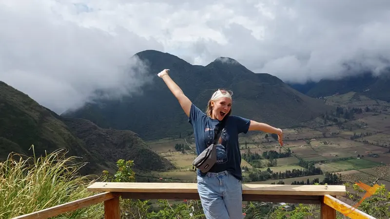 young woman at the Pululahua crater
