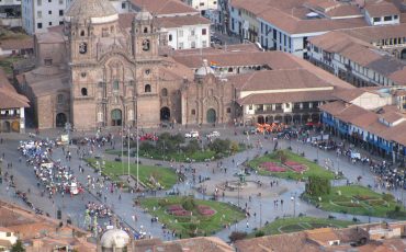 The main square of Cusco is huge. To see during the Accommodation during the Peru Highlights Tour