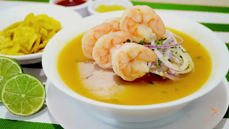 shrimp soup in Ecuador