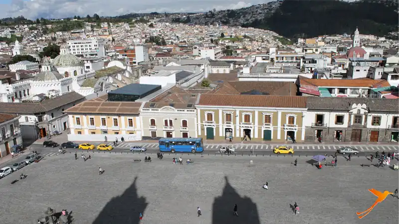 Panoramic view of Plaza San Frnazisco an Quito old town