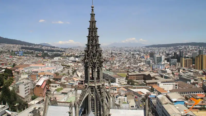 View over Quito from the tower of the Basilica