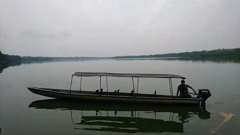 excursion boat on the Limoncocha Lagoon