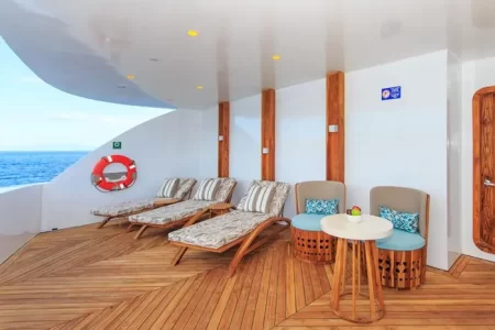 terrace on upper deck of yacht Elite