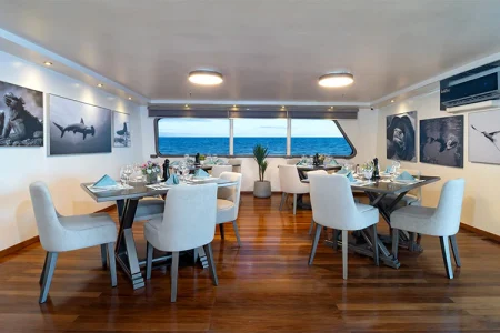 restaurante del trimarán Galápagos Horizon