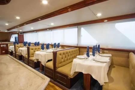 restaurant and dining area of Galapagos Sky