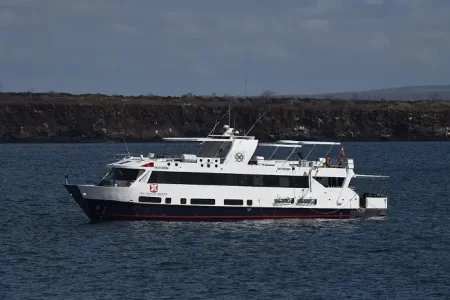 yacht Humboldt explorer in the Ocean at Galapagos