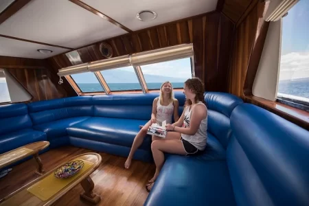 yacht fragata lounge with tourists