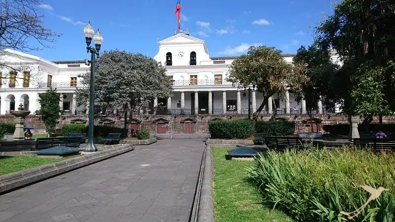 fenced presidential palace during state of emergency in Ecuador