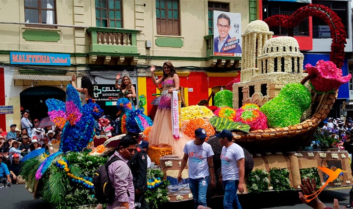 La fiesta de frutas y flores involves a big parade of colorfully decorated floats
