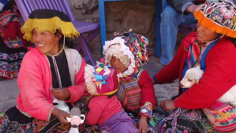 colorfully dressed indigenous people