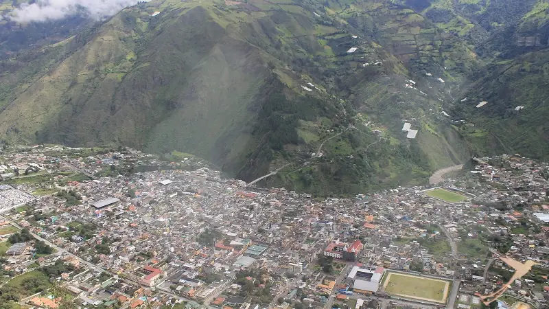 view over Baños and the surrounding landscape